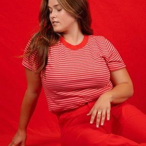 NWT Big bud press red striped ringer tee. Large